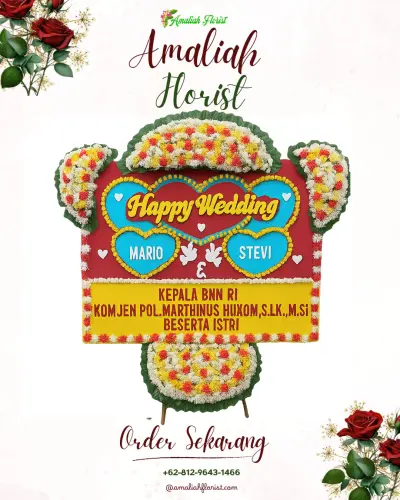 Karangan Papan Bunga Pernikahan di Mondoretno